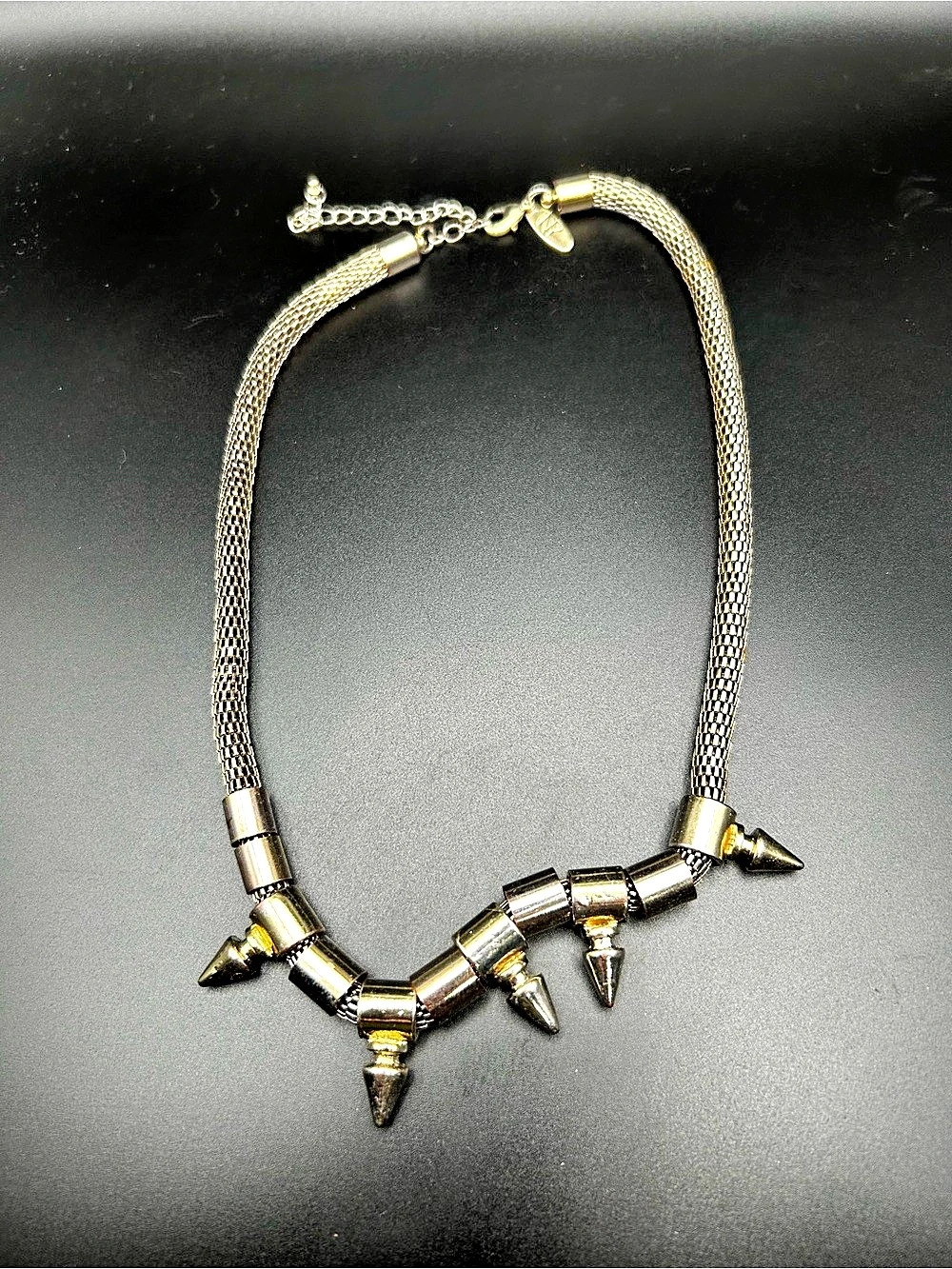 Spike Pendant Statement Necklace Gold & Silver